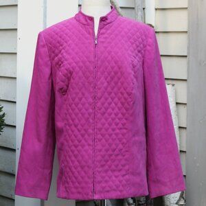 JM Collection by Jennifer Moore Pink Brushed Quilted Front Full Zip Jacket 16W